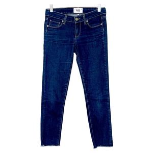 Paige Peg Ankle Skinny Jeans Raw Hem Sz 25